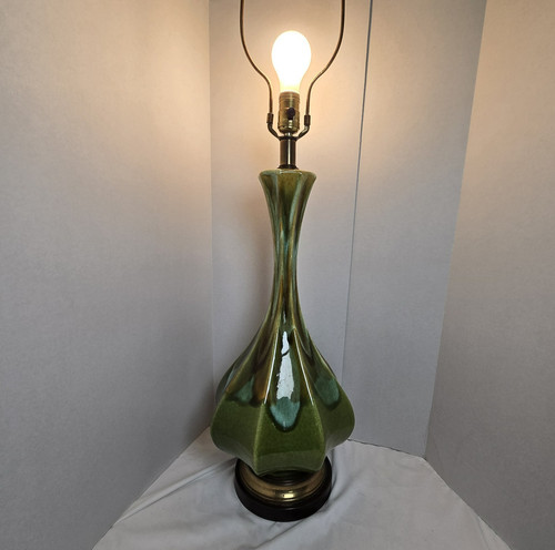 Vintage drip glaze table lamp - vintage,