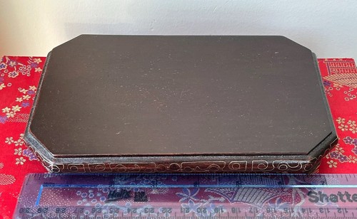 Octagonal dark wood tray table - octagonal,